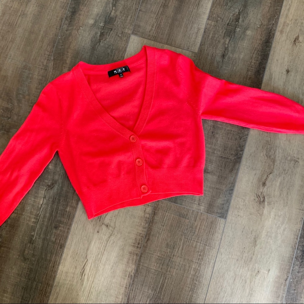 Mak Fuchsia Cropped 3/4 Sleeve Cardigan
